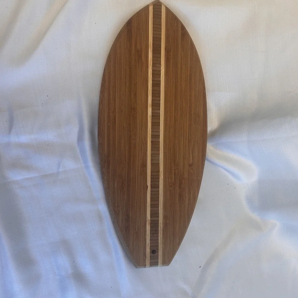Bamboo Small Cutting Board Surfboard Shape 14.5 in long